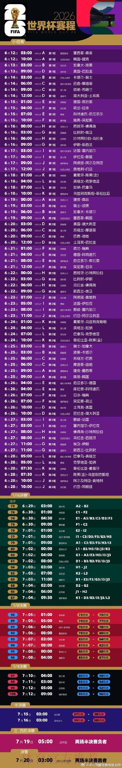 2026年世界杯赛程时间表权威完整攻略