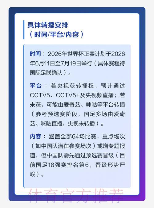 如何通过央视收看2026年世界杯现场直播